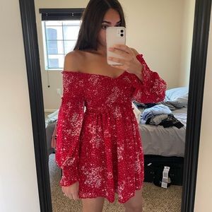 Shein Red Floral Dress